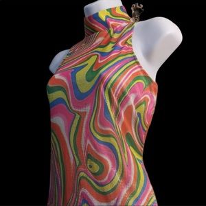 Psychedelic Fembot Womens Costume Dress Austin Powers Movie 60s Halloween